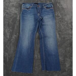 Seven7 Jeans Womens 14 Blue Boot Cut Embroidered Pockets Whiskers Distressed Hem